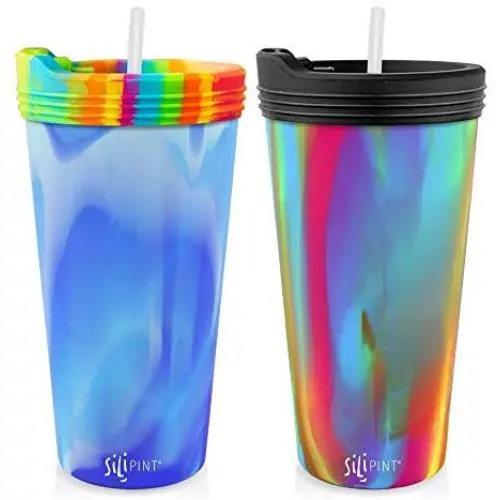 Silipint - Cups en Silicone d'Origine 22oz avec Couvercles et Sucettes, Breveté, Sans BPA, Résistant aux Chocs (Arctic Sky & Hippy Cups, Couvercle Noir Bouncy, Sucettes Cristallisées) Silipint - Cups en Silicone d'Origine 22oz avec Couvercles et Sucettes, Breveté, Sans BPA, Résistant aux Chocs (Arctic Sky & Hippy Cups, Couvercle Noir Bouncy, Sucettes Cristallisées)