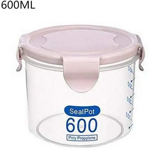 4 Ecken Lebensmittel Lagerbox Reis Bohnen Lagerglas Dichtung Deckel Küchen Lebensmittel Versiegelte Snacks Trockenfrüchte Getreide Tank Lagerbox A, 600ml pink