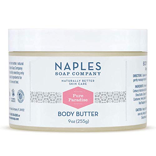 Naples Soap Natural Body Butter - Rich Cocoa Shea Body Butter Made For Women With No Harmful Ingredients - Natural Skin Care For Nourished And Moisturized Skin - 9 oz, Pure Paradise Vanilla