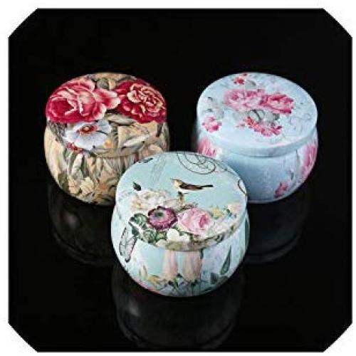 1Pc Retro Round Tin Box Tea Candy Jewelry Coin Cans Storage Makeup Container Case Candle Holder Randomly Delivery，as picture