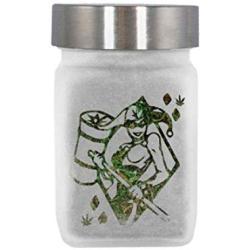 Small Stash Jar with Sexy Clown Girl Deisgn - Airtight, Smell Resistant Herb Storage. Perfect Size for Gifting, 3" Tall x 2" Wide