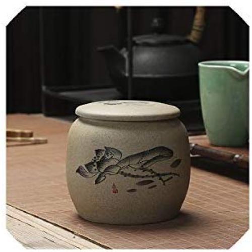 coarse pottery tea pot GuTao sealing ceramic large sized caddy Honey jar packing gift box,violet