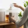 HOMELUNY Set of 4 Cereal Airtight Jars Home Storage Containers Kitchen Storage Jars Large Food Plastic Jars White for Candy, Cookie, Rice, Sugar,Flour,Snacks Keeping Food Dry & Fresh