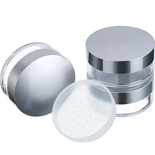 Hotop 3 Pieces 50 ml Plastic Empty Powder Case Face Powder Makeup Jar Travel Kit Blusher Cosmetic Makeup Containers with Sifter and Lids (Silver without powder puff) Hotop 3 Pieces 50 ml Plastic Empty Powder Case Face Powder Makeup Jar Travel Kit Blusher Cosmetic Makeup Containers with Sifter and Lids (Silver without powder puff)