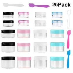 Lip Balm Containers,Small Plastic Containers with Lids,Clear Jars with Lids3/ 5/10/ 15/20 Gram for Slime Cosmetic Samples, Eye shadow, Jewelry with Spatula