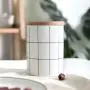 Rund geflochten Plaid versiegelte Keramik-Aufbewahrungsglas für Gewürze Tee Kaffee Dose Tank Lebensmittel Flasche mit Deckel zur Küchenorganisation