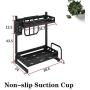 Kitchen shelf organiser Kitchen Spice Stand Countertop Stand 2 Layers Removable Storage Box Jar Bottle Storage Cutlery Stand Black drain rack stainless steel