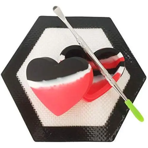 SZBS A Set Silicone Container Hexagon Mat 17ml Container Heart-Shape Container Wax Oil Container Concentrate Storage Containers Wax Silicone Jar With A Metal Rod (Black, 1) SZBS A Set Silicone Container Hexagon Mat 17ml Container Heart-Shape Container Wax Oil Container Concentrate Storage Containers Wax Silicone Jar With A Metal Rod (Black, 1)