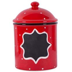 Wood & Style Premium Ceramic RED Canister Medium Poka Dot Meduim Storage
