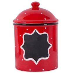 Wood & Style Premium Ceramic RED Canister Medium Poka Dot Meduim Storage