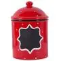 Wood & Style Premium Ceramic RED Canister Medium Poka Dot Meduim Storage