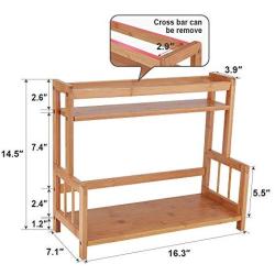Ufine 2 Tier Bamboo Spice Rack Organizer Kitchen Countertop Storage Shelf Free Standing Holder Under Cabinet Bathroom for Various Bottles, Jars, Space Saving