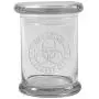 Clear 8 oz Glass Herb Stash Jar and Lid with Zombie Outbreak Logo from Smoke Promos