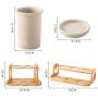 Ceramic Condiment Jar Set, Retro Spice Jars With Bamboo Lids Spoons Wooden Tray For Home Food Storage-a