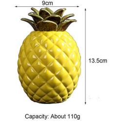 KUKI Cute Pineapple Shape Ceramic Portable Travel Tea Seal Canister Jar Storage/Tea Containers/Tea Pot/Tea Candy/Coffee Bean Storage/Business Wedding Gifts (Yellow)