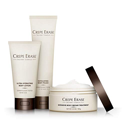 Crepe Erase – Starter Daily 3 Piece Kit – Intensive Body Repair Treatment – Exfoliating Body Polish – Ultra Hydrating Body Lotion – TruFirm Complex
