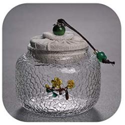 Tea Storage Jar Transparent Glass Seal Cans Chinese Teaware Coffee Beans Nut Canister Gift,A