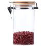 AUYE Glass Storage Jar,Coffee Bean & Kitchen food Container With Clamp Airtight wood Lid (40-Ounce)