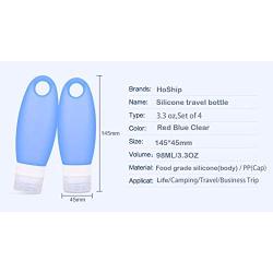 HoShip Silicone Travel Bottle, Leak proo,Squeezable and Refillable Travel Containers for Shampoo, Conditioner, Lotion, Toiletries(3.3 oz,Set of 4)