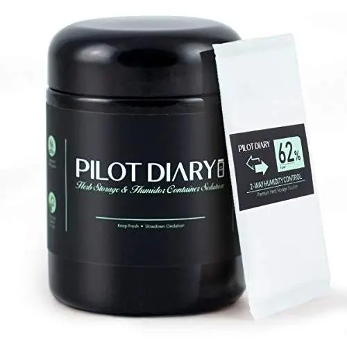 Pilot Diary UV Glass Stash Jar Airtight Smell Proof Ultraviolet Herb Storage Container 250ml (Half Oz) with 8g 62% Humidity Control Pack - Best Solution for Herb Storage Pilot Diary UV Glass Stash Jar Airtight Smell Proof Ultraviolet Herb Storage Container 250ml (Half Oz) with 8g 62% Humidity Control Pack - Best Solution for Herb Storage