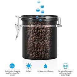 Century warehouse Hermetic Coffee Cans Stainless Steel Sealed Cans with Spoons Single Air Valve Coffee Bean Storage Tank Tea Cans with Digital Day/Month Tracker (Silver)