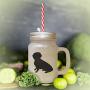 Maroon Alpine Dachsbracke Silhouette Frosted Glass Mason Jar With Straw