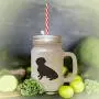 Red Alpine Dachsbracke Silhouette Frosted Glass Mason Jar With Straw Red Alpine Dachsbracke Silhouette Frosted Glass Mason Jar With Straw