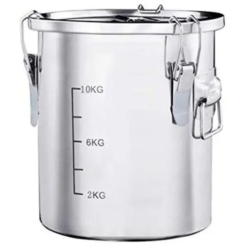 Contenants de conservation alimentaires en acier inoxydable 304 avec couvercles, sans BPA, grands, pot à biscuits, pot à céréales, pot à café, contenants pour garde-manger, bocaux pour bonbons, 5L/10L/18L Contenants de conservation alimentaires en acier inoxydable 304 avec couvercles, sans BPA, grands, pot à biscuits, pot à céréales, pot à café, contenants pour garde-manger, bocaux pour bonbons, 5L/10L/18L