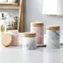 275/400ML Ceramic Storage Jar With Wood Lid Marble Sealed Can Spices Tank Container For Food Tea Caddy Kitchen Coffee Bottle Jar Condiment bottles (Color : M gray)