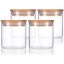 8 oz Premium Borosilicate Clear Glass Jars with Bamboo Silicone Sealed Lid (4 Pack)