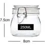 Glasbehälter für die Küche, Gosear 4 Stück 250ml Runde Klare Glas-Küchenbehälter + 36 Stück Schablonen-Schriftzug-Aufkleber für Haus-, Küche, Snacks, Soßen, Kunsthandwerk, Dekorationsprojekte