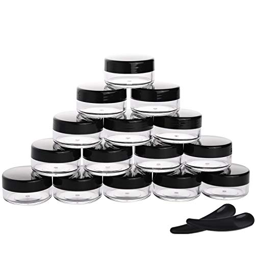 100 Pieces Plastic Travel Containers TSA Travel Cream Jars 10g Leak Proof Empty Jars and 10Pcs Makeup Spoon Cosmetic Spatula for Cream and Lotion