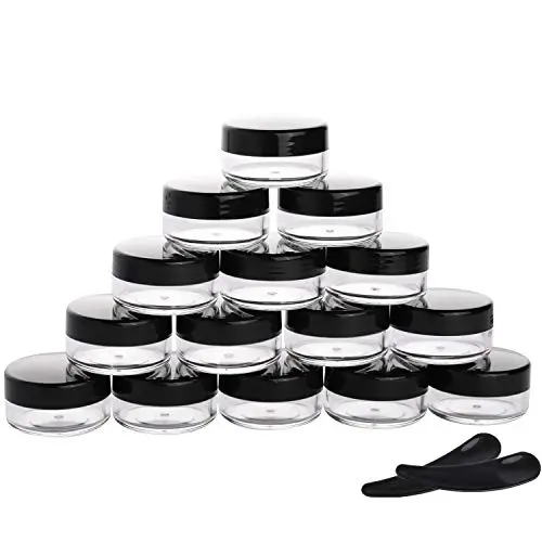 100 Pièces Pots de Voyage en Plastique, Pots à Crème TSA, 10g, Pots Vides Étanches et 10 Pcs Spatules Cosmétiques pour Crèmes et Lotions