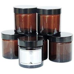 Viva Haushaltswaren 10 Small Jars Made of Brown Glass, Including Labels, 60 ml, Suitable for Storing Ointment or Cream