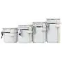 Ensemble de 4 boîtes à biscuits en céramique avec cuillère, Blanc - Home Basics CS44154 Ensemble de 4 boîtes à biscuits en céramique avec cuillère, Blanc - Home Basics CS44154