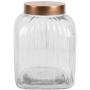 Home Basics Large Jar with Brushed Copper Steel Fresh Sealed Air-Tight Lid, Glass Canister Store Food, Coffee, Sugar, Tea, Clear