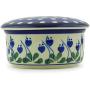 Polish Pottery 4?-inch Jar with Lid made by Ceramika Artystyczna (Bleeding Heart Peacock Theme) + Certificate of Authenticity