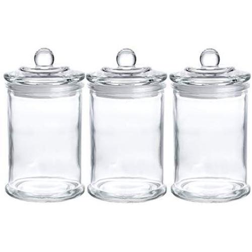 23 Ounce Glass Apothecary Jars D3.5&quotXH7" Bathroom Storage Organizer Canisters Set of 3