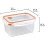 Sterilite 03231106 Ultra Seal 12.0 Cup Food Storage Container, Clear Lid and Base with Tangerine Accents, 6-Pack