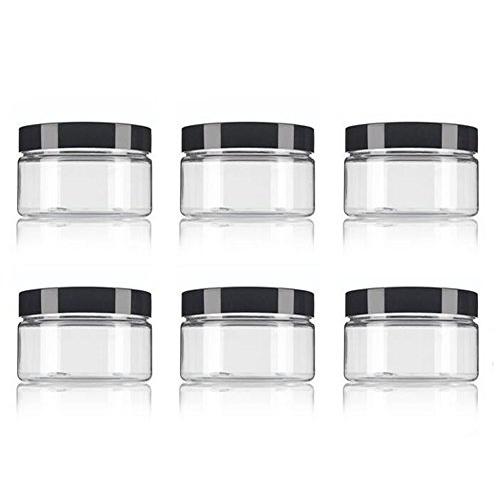 6PCS 250ML 8.5OZ Empty Clear Plastic Bottle with Black Lids for Cream Lotions and Little Crafts jars Glitter Nails Cosmetic Storage Container