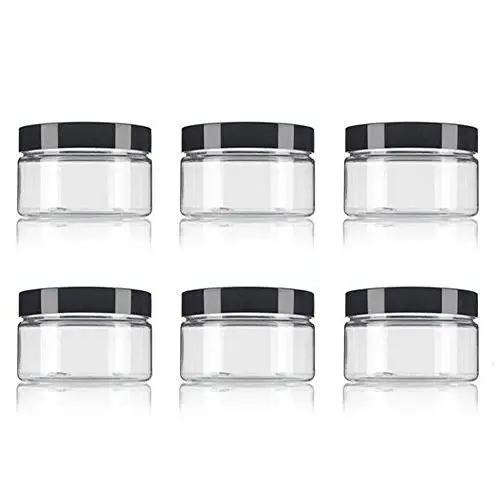 6 Pièces Flacons en Plastique Transparent de 250 ml / 8,5 oz avec Couvercles Noirs pour Crèmes, Lotions, Petits Arts et Contenants de Cosmétiques, Glitter Nails. 6 Pièces Flacons en Plastique Transparent de 250 ml / 8,5 oz avec Couvercles Noirs pour Crèmes, Lotions, Petits Arts et Contenants de Cosmétiques, Glitter Nails.