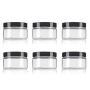 6PCS 250ML 8.5OZ Empty Clear Plastic Bottle with Black Lids for Cream Lotions and Little Crafts jars Glitter Nails Cosmetic Storage Container