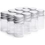 12pcs (10ml/0.34oz) Empty Clear Glass Wish Bottles with Silver Aluminum Lid Refillable Reagent Bottle DIY Ink Bottle Portable Travel Makeup Storage Container for Face Pack Emulsion Bath Salt Candy