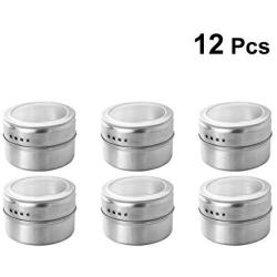 Hemoton 12pcs Magnetic Spice Tin Storage Spice Containers Magnetic Spice Jars Organizer Storage Condiment Container Set,Window Top Lid with Sift or Pour, Magnetic on Refrigerator and Grill