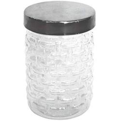 Princeware Plastic Food Storage Jar/Canister, Clear Base with Chrome Effect Lid, 500ml