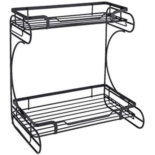 Yxsd 2-Tier Seasoning Shelf Standing Rack Iron Kitchen Bathroom Countertop Storage Organizer Spice Jars Bottle Shelf Holder Rack