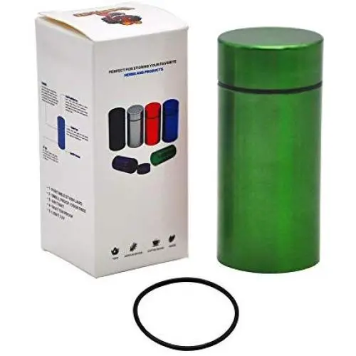 Stash Jar - Airtight Water Proof/ Smell Proof Aluminum Herb Container Bottle (GREEN)