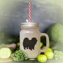 Brown Chow Chow Silhouette Frosted Glass Mason Jar With Straw