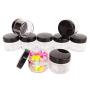 GreatforU 12pack 20 Gram Small Clear Cosmetic Sample 20ml Empty Containers for Make-up Gifts, Eye-Shadow, Nails, Powder, Gems, Beads, Jewelry, Cream, 20g Pot Jars with BLACK Cap Lids, Free Spatulas