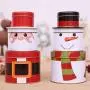 Schneemann-Weihnachts-Kuchengüter-Behälter, Eisen-Santa-Claus-Zuckerbox für die Hausparty-Dekoration 5,3 x 9,8 Zoll (Farbe: A)